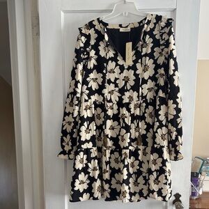 Floral Black and Cream Dress